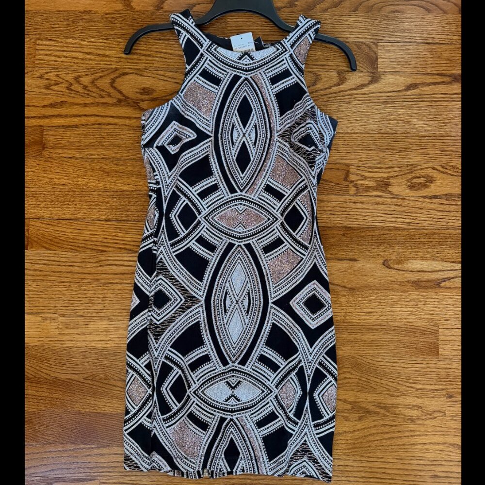 Speechless Dress - Sparkly Black, White, and Rose Gold - Size 5